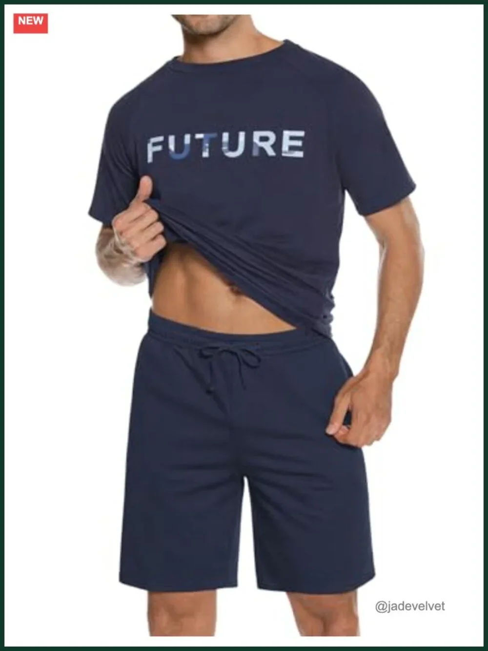 Men's Cotton Pajama Shorts Set Short Sleeve Sleepwear S-XXL